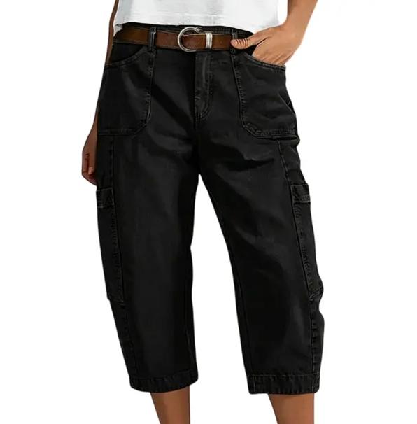 Relaxed Fit Cargo Capri Pants