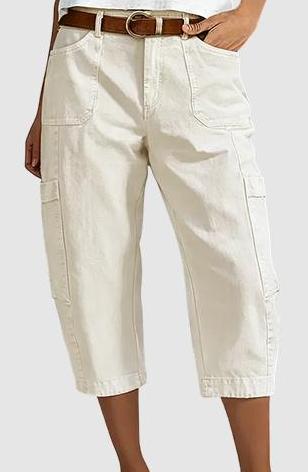 Relaxed Fit Cargo Capri Pants