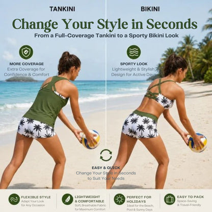 3-Piece Tankini Swimsuit Set