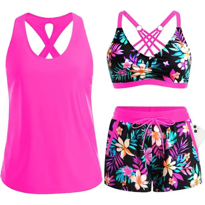 3-Piece Tankini Swimsuit Set