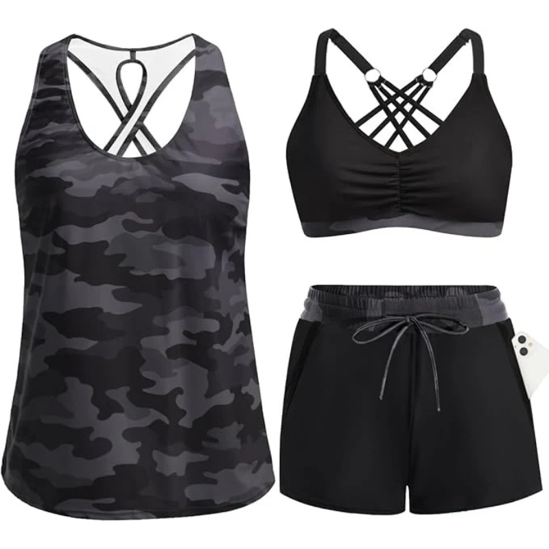 3-Piece Tankini Swimsuit Set