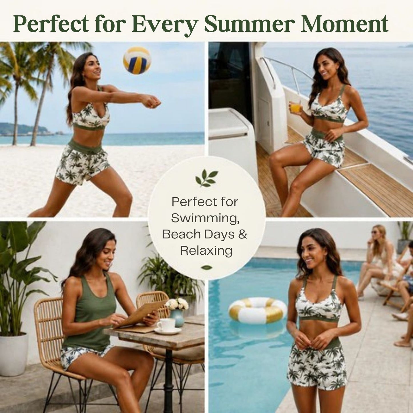 3-Piece Tankini Swimsuit Set