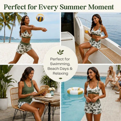 3-Piece Tankini Swimsuit Set