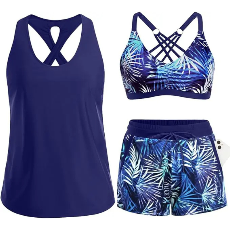 3-Piece Tankini Swimsuit Set