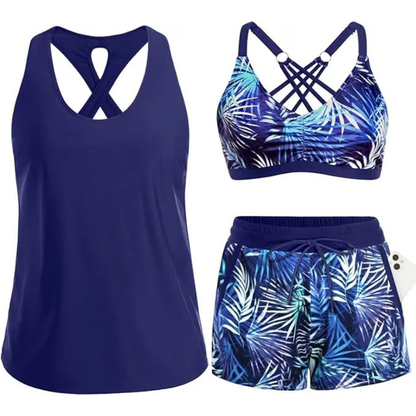 3-Piece Tankini Swimsuit Set