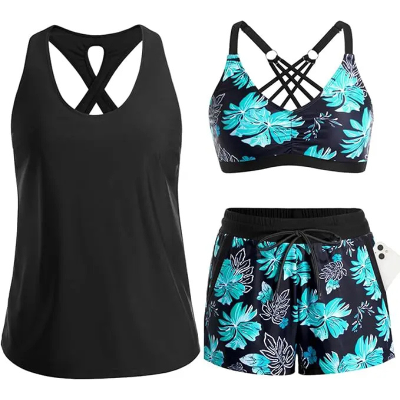 3-Piece Tankini Swimsuit Set