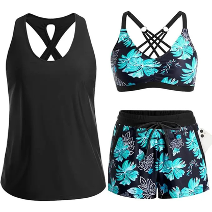 3-Piece Tankini Swimsuit Set
