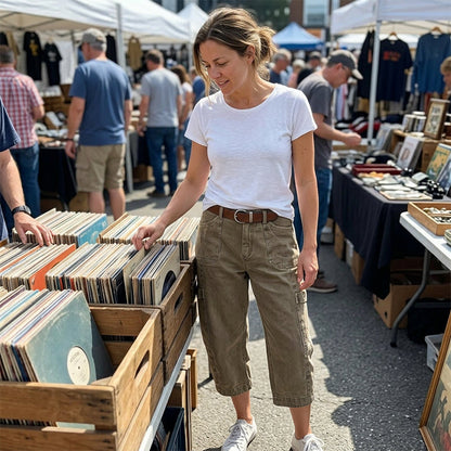 Relaxed Fit Cargo Capri Pants
