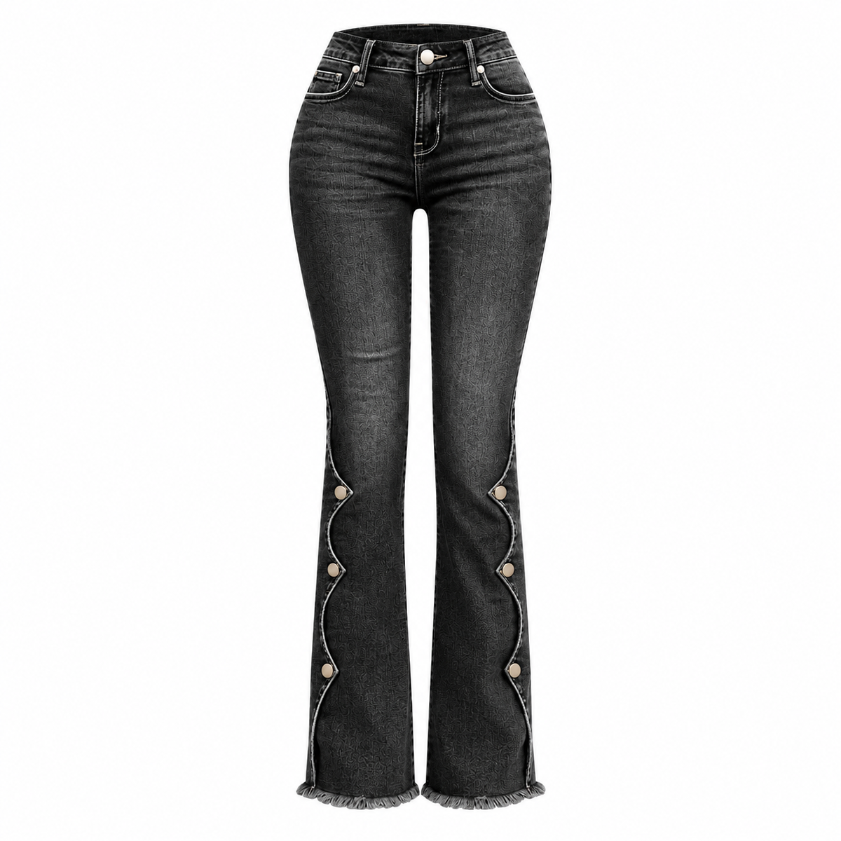 Slimming Frayed Button Jeans
