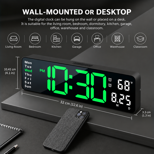 Large Display Digital Wall Clock