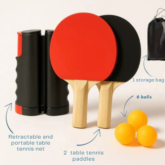 Calmistry TablePlay™ Ping Pong Set - Frotn view complete set