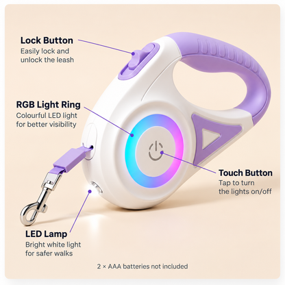Illuminated 5M Retractable Dog Lead