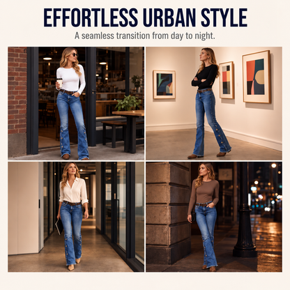 Slimming Frayed Button Jeans