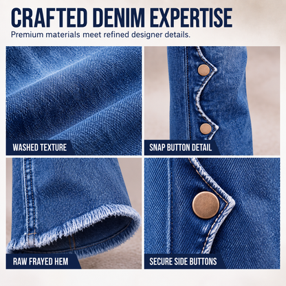 Slimming Frayed Button Jeans