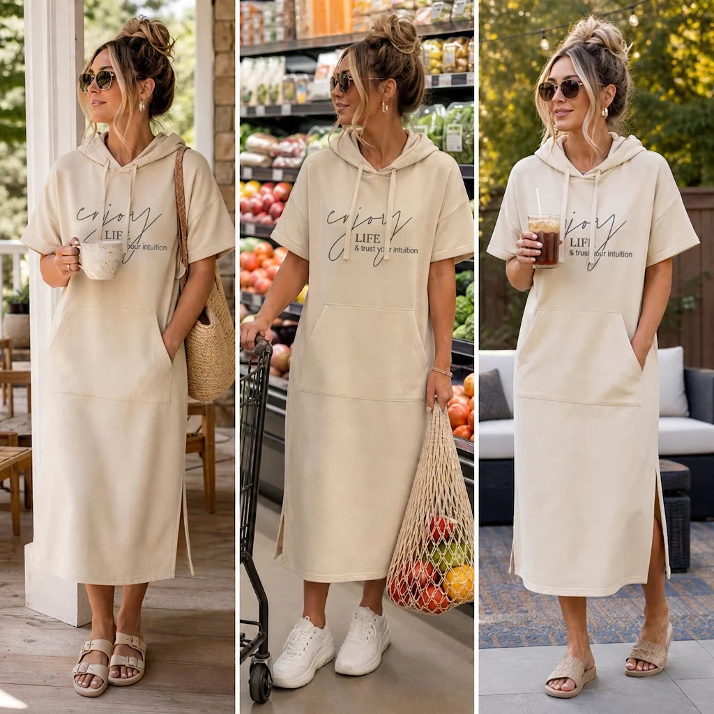 Relaxed Fit Hooded Maxi Dress