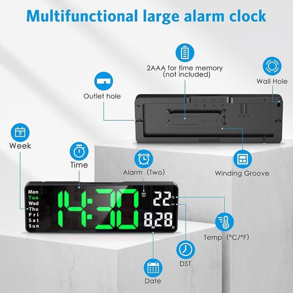 Large Display Digital Wall Clock