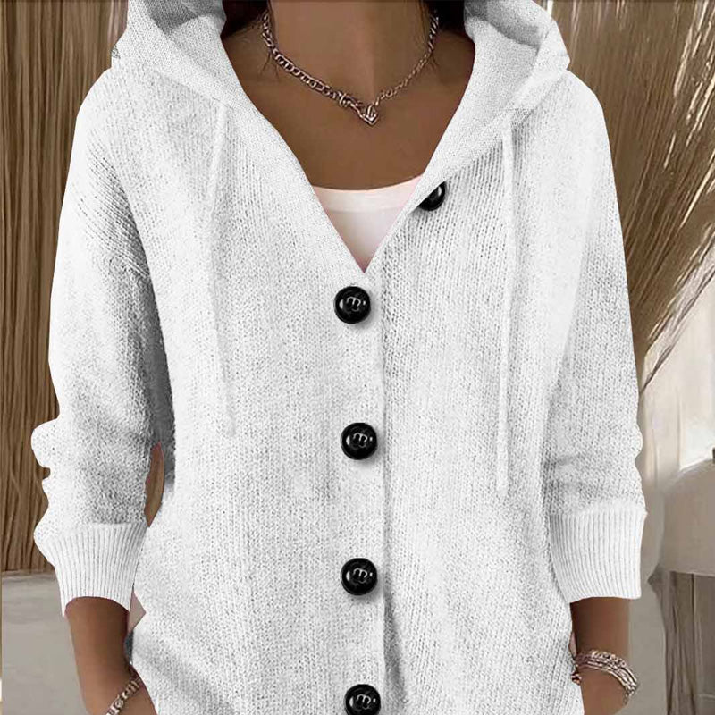 Button Front Hooded Knit Cardigan