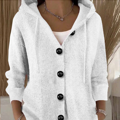 Button Front Hooded Knit Cardigan