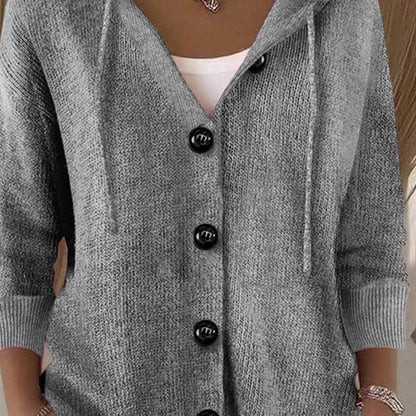 Button Front Hooded Knit Cardigan