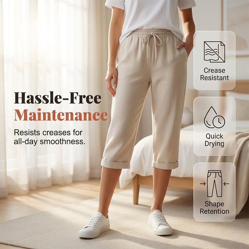 Cotton Linen Capri Pants