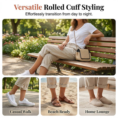 Cotton Linen Capri Pants