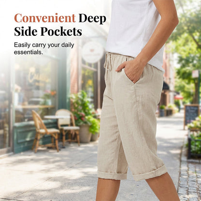 Cotton Linen Capri Pants