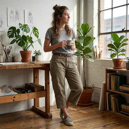 Relaxed Fit Cargo Capri Pants