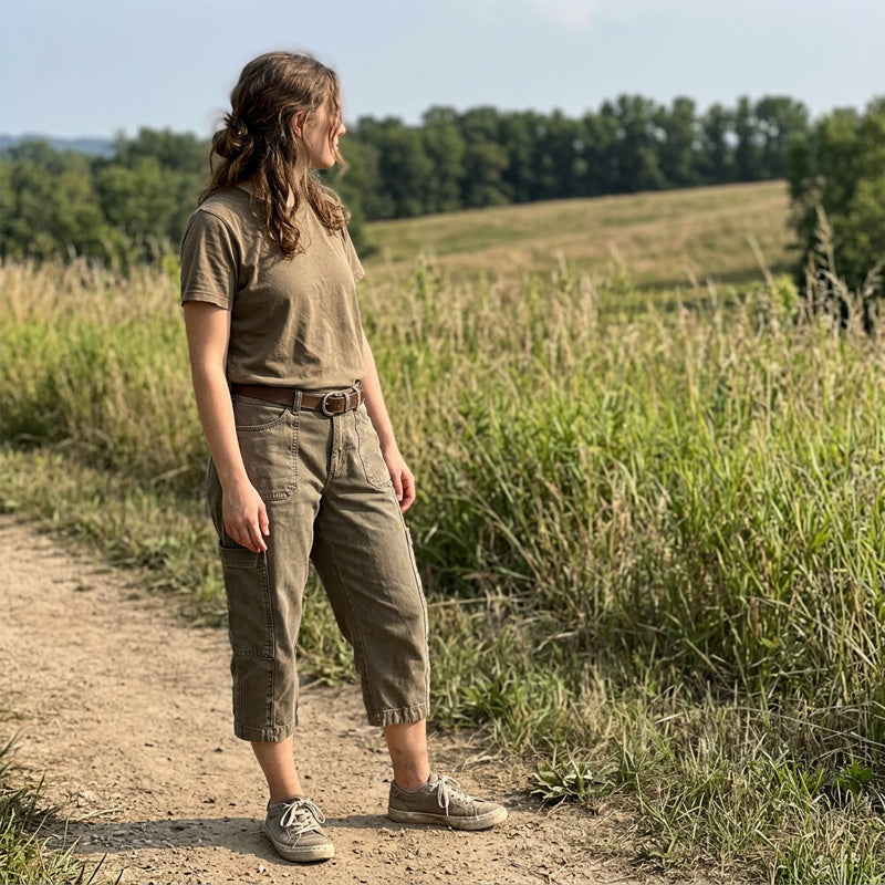 Relaxed Fit Cargo Capri Pants