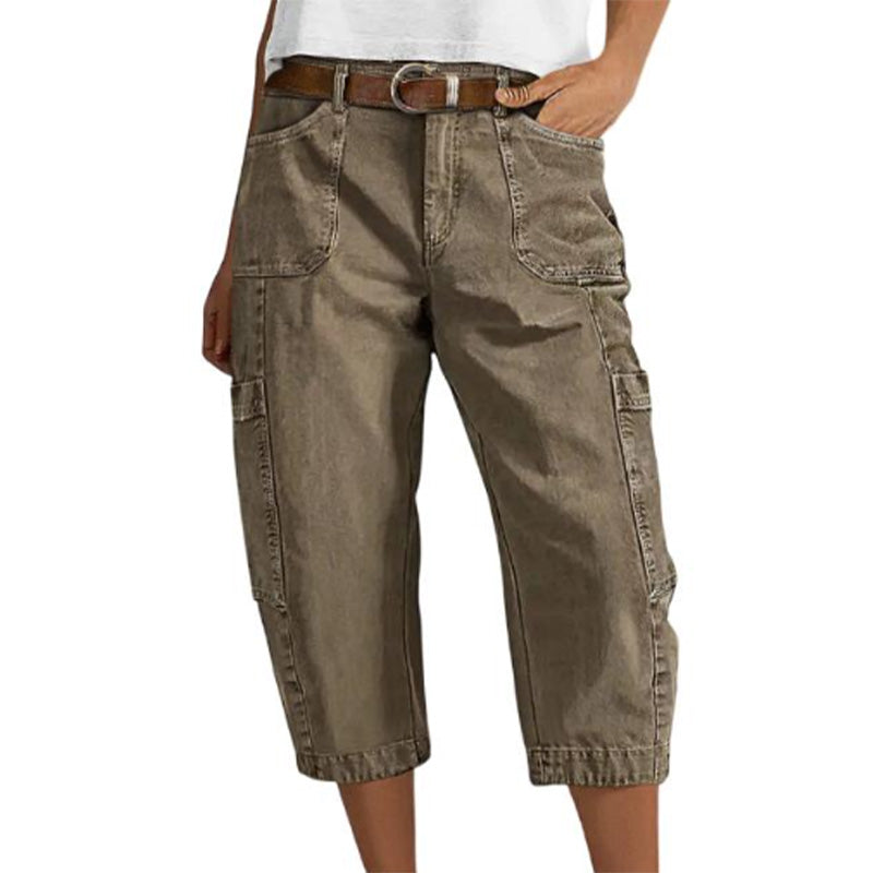 Relaxed Fit Cargo Capri Pants