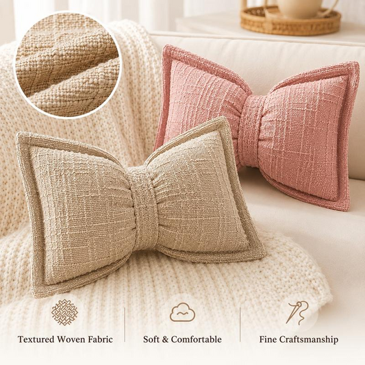 Chenille Bow Throw Pillow