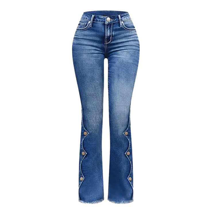 Slimming Frayed Button Jeans